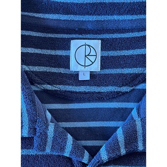 Mens Polar Skate Co Blue‎ Striped Cotton Terry Soft Designer Logo Polo Shirt L - Picture 4 of 8
